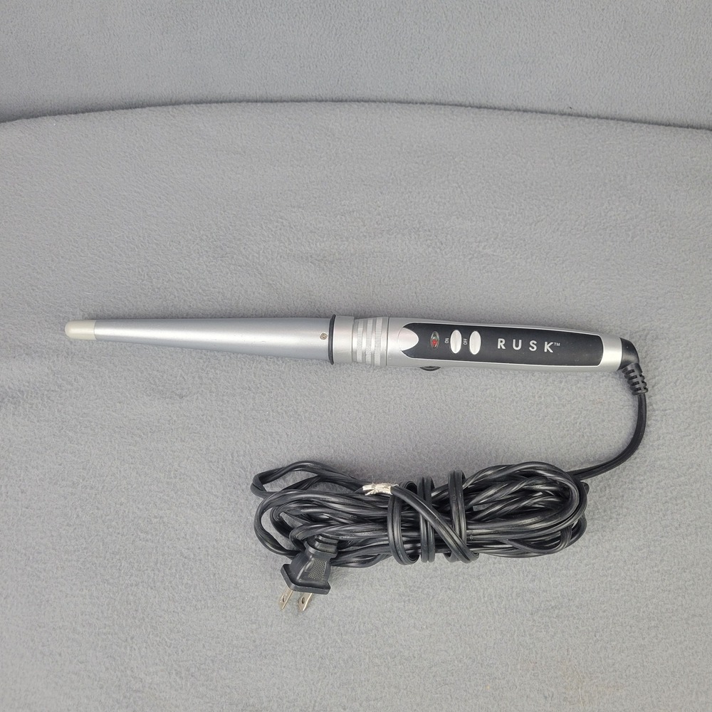 Rusk Professional Tapered Curling Wand Silver Black IRE100TBC 30 Heat Settings